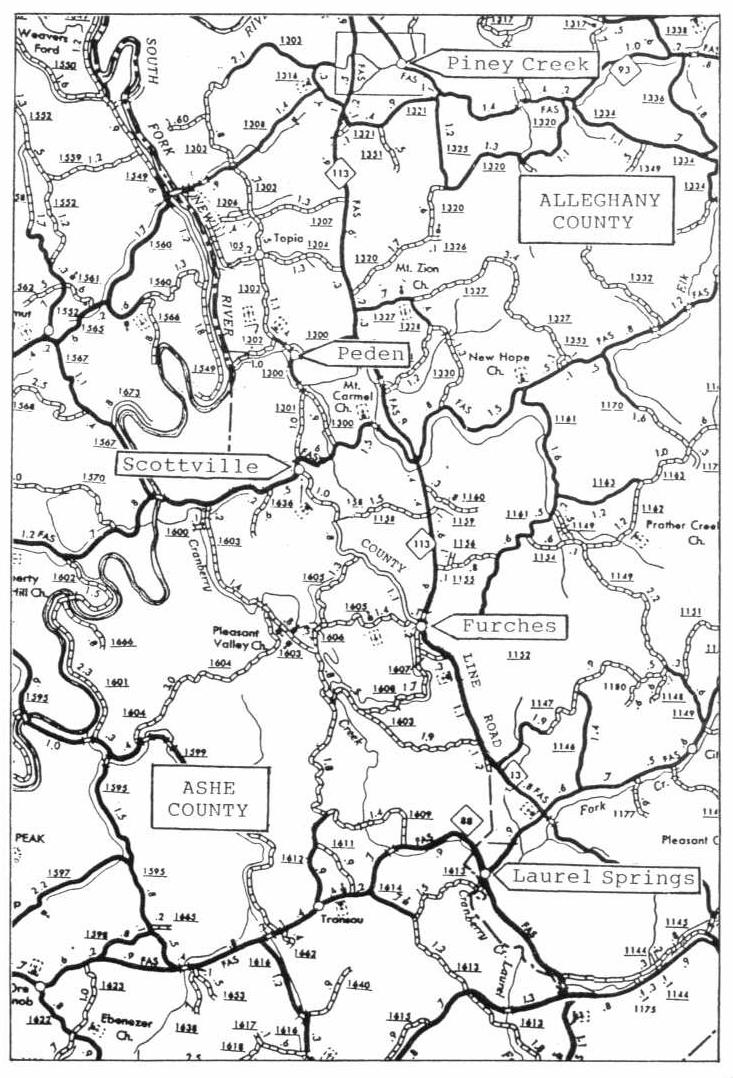 Map of Ashe / Alleghany